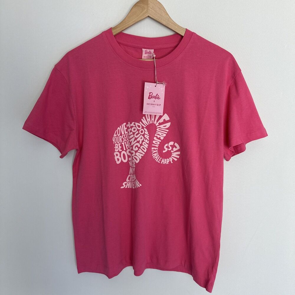 NEW Barbie X SkinnyDip London Pink Oversize Shirt Womens Size XS Loose Fitting